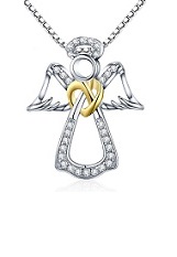 beautiful small silver Guardian Angel charm baby necklace